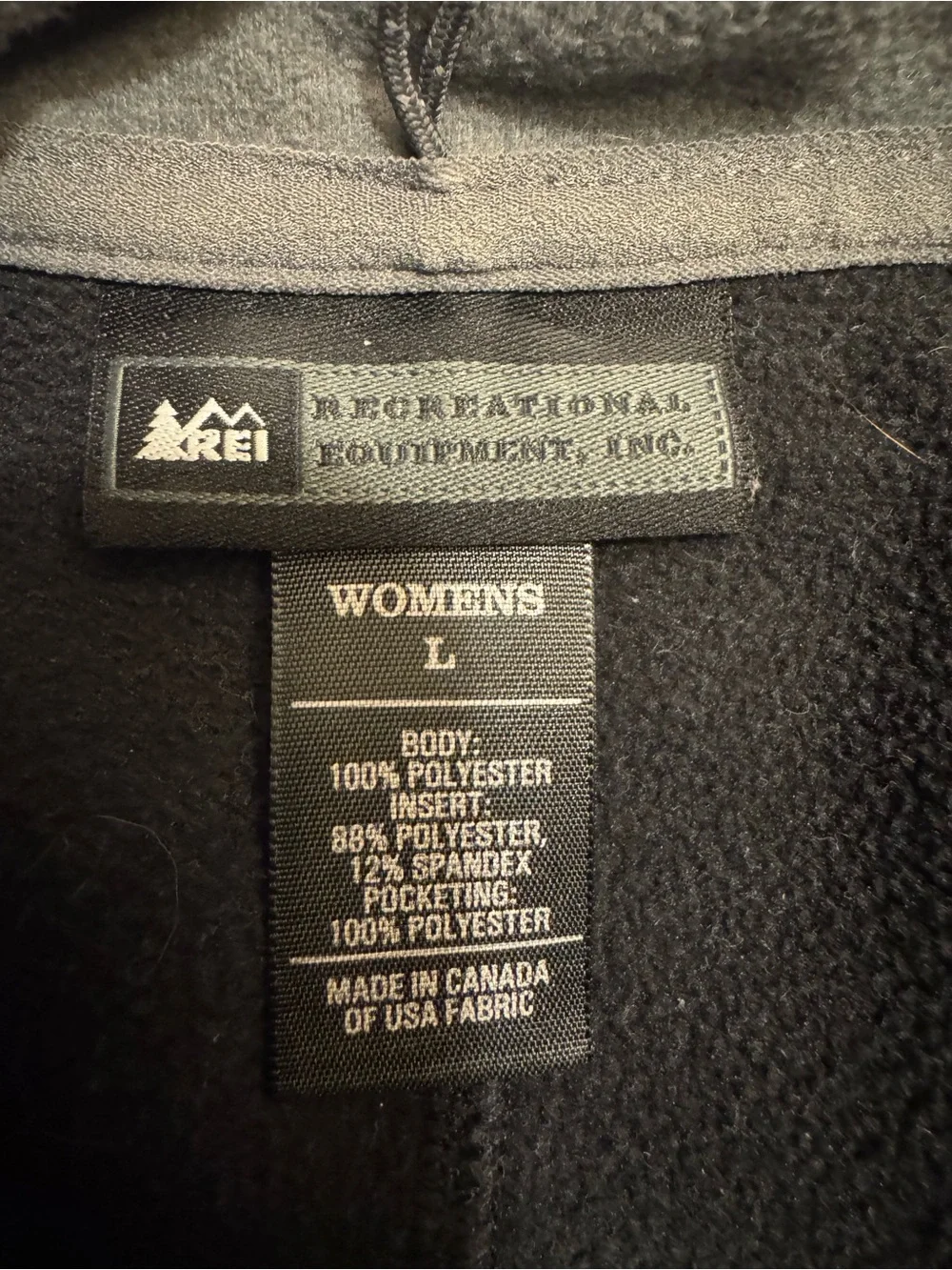 REI Black Technical Fleece Full Zip Jacket – Women’s Size Large